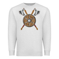 Oatmeal Heather renaissance fair faire festival medieval theme axe shield Premium Sweatshirt - DesignPulse