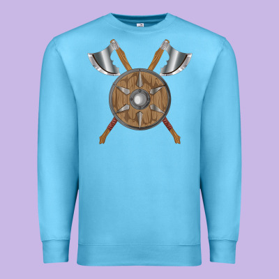 Renaissance Fair Faire Festival Medieval Theme Axe Shield Premium Sweatshirt Designed By Designpulse