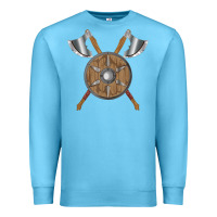 Ocean Blue renaissance fair faire festival medieval theme axe shield Premium Sweatshirt - DesignPulse