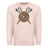 Pale Pink renaissance fair faire festival medieval theme axe shield Premium Sweatshirt - DesignPulse