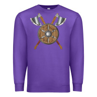 Purple renaissance fair faire festival medieval theme axe shield Premium Sweatshirt - DesignPulse