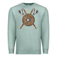 Seafoam renaissance fair faire festival medieval theme axe shield Premium Sweatshirt - DesignPulse
