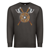 Smoke renaissance fair faire festival medieval theme axe shield Premium Sweatshirt - DesignPulse