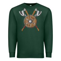 Sports Green renaissance fair faire festival medieval theme axe shield Premium Sweatshirt - DesignPulse
