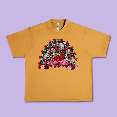 Skull Xoxo Rainbow Valentine's Day Urban Heavy Tee Designed By Fadigitalartstudio