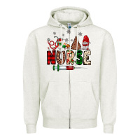 Oatmeal Heather nurse Christmas Zipper Hoodie - JahusDesignShop