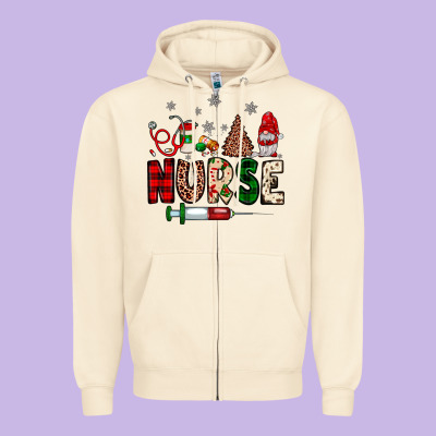 Nurse Christmas Zipper Hoodie Designed By Jahusdesignshop