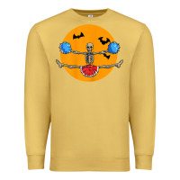 Antique Gold cheerleading skeleton halloween cheer skeleton cheerleader t shirt Premium Sweatshirt - DesignPulse