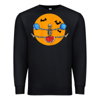 Black cheerleading skeleton halloween cheer skeleton cheerleader t shirt Premium Sweatshirt - DesignPulse