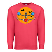 Cardinal cheerleading skeleton halloween cheer skeleton cheerleader t shirt Premium Sweatshirt - DesignPulse