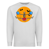 Dove Grey cheerleading skeleton halloween cheer skeleton cheerleader t shirt Premium Sweatshirt - DesignPulse