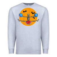 Heather Grey cheerleading skeleton halloween cheer skeleton cheerleader t shirt Premium Sweatshirt - DesignPulse