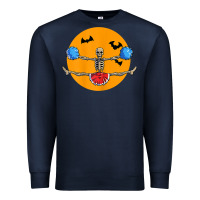 Navy cheerleading skeleton halloween cheer skeleton cheerleader t shirt Premium Sweatshirt - DesignPulse