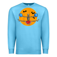 Ocean Blue cheerleading skeleton halloween cheer skeleton cheerleader t shirt Premium Sweatshirt - DesignPulse