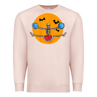 Pale Pink cheerleading skeleton halloween cheer skeleton cheerleader t shirt Premium Sweatshirt - DesignPulse