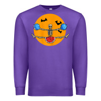 Purple cheerleading skeleton halloween cheer skeleton cheerleader t shirt Premium Sweatshirt - DesignPulse