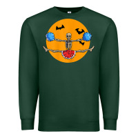 Sports Green cheerleading skeleton halloween cheer skeleton cheerleader t shirt Premium Sweatshirt - DesignPulse