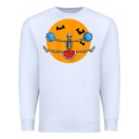 White cheerleading skeleton halloween cheer skeleton cheerleader t shirt Premium Sweatshirt - DesignPulse