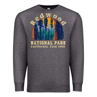 Charcoal Heather redwood national park california retro vintage cam Premium Sweatshirt - DesignPulse