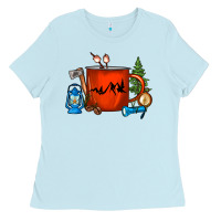 Baby Blue Camper Coffee Cup Ladies Tee - FaDigitalArtStudio
