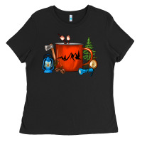 Black Camper Coffee Cup Ladies Tee - FaDigitalArtStudio