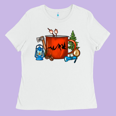 Camper Coffee Cup Ladies Tee Designed By Fadigitalartstudio