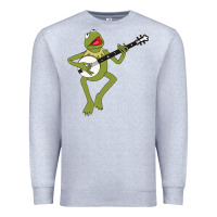 Heather Grey Kermit playing the banjo Classic Premium Sweatshirt - DesignPulse