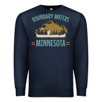 Navy retro boundary waters canoe minnesota Premium Sweatshirt - DesignPulse