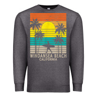 Charcoal Heather windansea beach california ca surfer surfing surf palm tree Premium Sweatshirt - DesignPulse