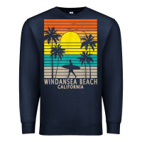 Navy windansea beach california ca surfer surfing surf palm tree Premium Sweatshirt - DesignPulse