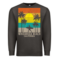 Smoke windansea beach california ca surfer surfing surf palm tree Premium Sweatshirt - DesignPulse