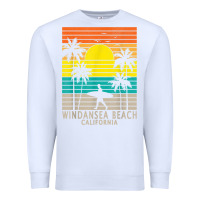 White windansea beach california ca surfer surfing surf palm tree Premium Sweatshirt - DesignPulse