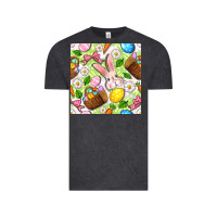 Vintage Black Easter Hamper With Bunny Seamless Pattern Vintage Tee - BundleAndBundleShop