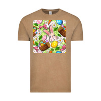 Vintage Coffee Easter Hamper With Bunny Seamless Pattern Vintage Tee - BundleAndBundleShop