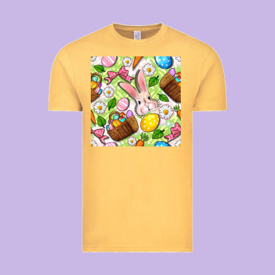 Easter Hamper With Bunny Seamless Pattern Vintage Tee Designed By Bundleandbundleshop