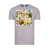 Vintage Zinc Easter Hamper With Bunny Seamless Pattern Vintage Tee - BundleAndBundleShop