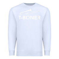White funny trombone funny t boner funny t boner tboner Premium Sweatshirt - DesignPulse