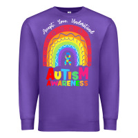 Purple autism awareness month t  shirt autism awareness rainbow accept unders Premium Sweatshirt - DesignPulse