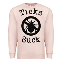 Pale Pink ticks suck shirt lyme disease gift green awareness ribbon Premium Sweatshirt - DesignPulse
