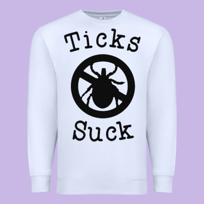 Ticks Suck Shirt Lyme Disease Gift Green Awareness Ribbon Premium Sweatshirt Designed By Designpulse
