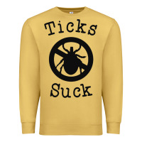 Antique Gold ticks suck shirt lyme disease gift green awareness ribbon Premium Sweatshirt - DesignPulse