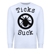 White ticks suck shirt lyme disease gift green awareness ribbon Premium Sweatshirt - DesignPulse