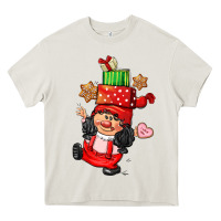 Cream cute christmas girl gnome Heavy Core Tee - CowGirlArtShop