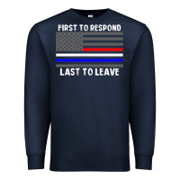 Navy police fire ems first responder american flag firefighter t shirt Premium Sweatshirt - DesignPulse