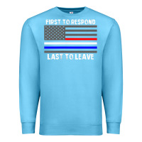Ocean Blue police fire ems first responder american flag firefighter t shirt Premium Sweatshirt - DesignPulse