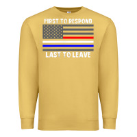 Antique Gold police fire ems first responder american flag firefighter t shirt Premium Sweatshirt - DesignPulse