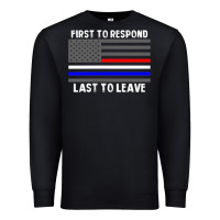 Black police fire ems first responder american flag firefighter t shirt Premium Sweatshirt - DesignPulse