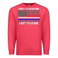 Cardinal police fire ems first responder american flag firefighter t shirt Premium Sweatshirt - DesignPulse