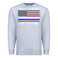 Heather Grey police fire ems first responder american flag firefighter t shirt Premium Sweatshirt - DesignPulse
