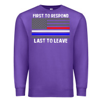 Purple police fire ems first responder american flag firefighter t shirt Premium Sweatshirt - DesignPulse